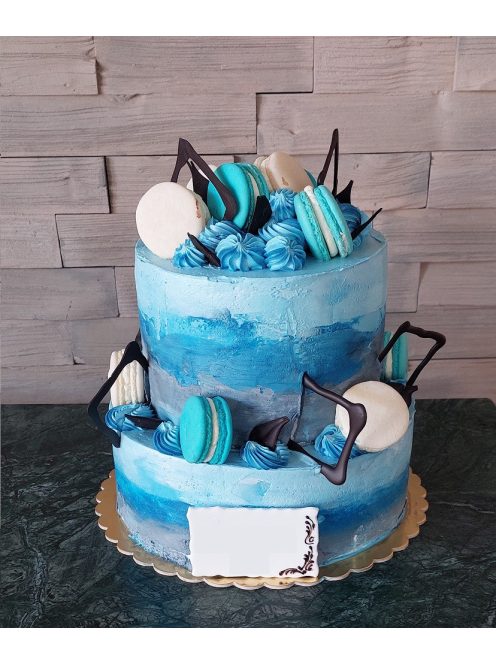 Macaron kék torta